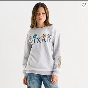 Disney Pixar Oversized Womens Juniors Crew Neck Long Sleeve Sweatshirt